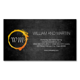 Script Monogram Business Card Magnet