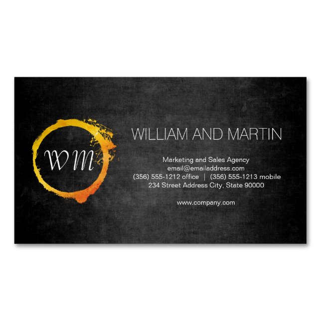 Script Monogram Business Card Magnet (Front)