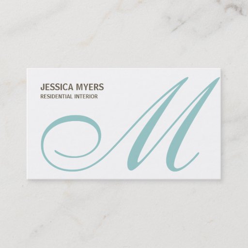 Customizable Script Monogram Business Card (Turquoise) Business Card Template