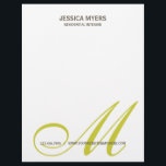 Script Monogram Business Letterhead<br><div class="desc">Add a modern touch to your business stationery with this simple and stylish business letterhead. You can personalize the text with your business name or replace it with your existing logo. Background color can be changed to any color to match your business logo. More colors and matching stationery are available...</div>