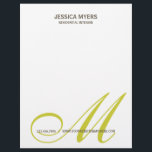 Script Monogram Business Letterhead<br><div class="desc">Add a modern touch to your business stationery with this simple and stylish business letterhead. You can personalize the text with your business name or replace it with your existing logo. Background color can be changed to any color to match your business logo. More colors and matching stationery are available...</div>