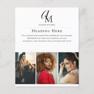 Script Monogram Business Photo QR Code Flyer