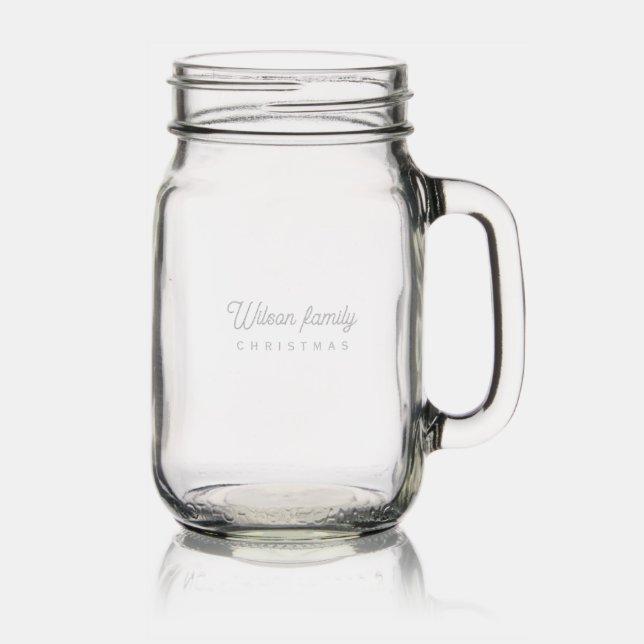 Script monogram Christmas Mason Jar W/ Handle (Glassware)