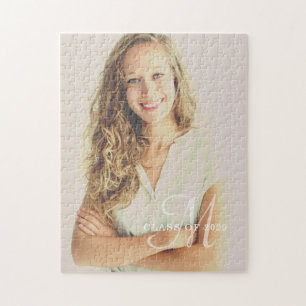 Script Monogram Class Year Custom Photo Graduation Jigsaw Puzzle