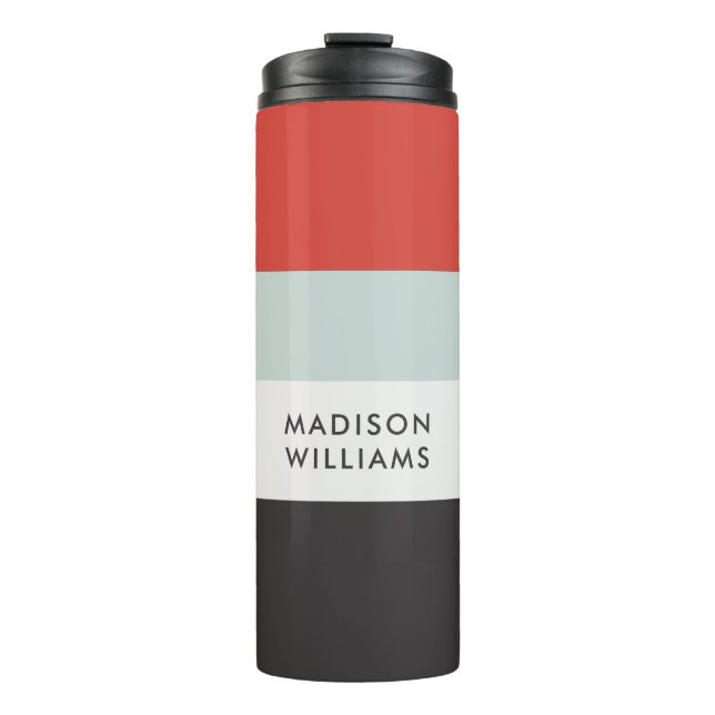 Script Monogram Colorblock Horizontal Stripe Thermal Tumbler (Front)