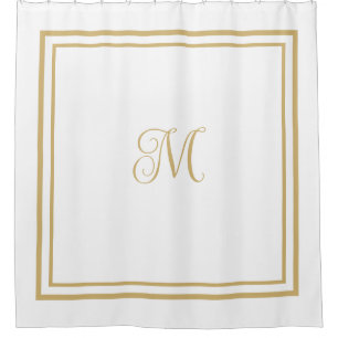 Script Monogram Elegant Gold Double Border  Shower Curtain