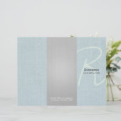 Script Monogram Faux Linen Tri-Fold Brochures (Standing Front)