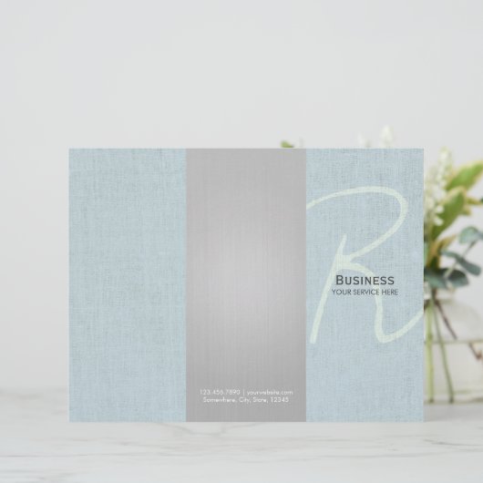 Script Monogram Faux Linen Tri-Fold Brochures (Standing Front)