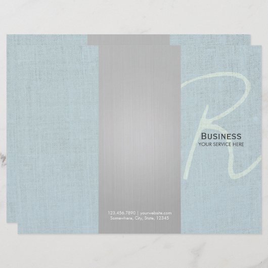 Script Monogram Faux Linen Tri-Fold Brochures (Front/Back)