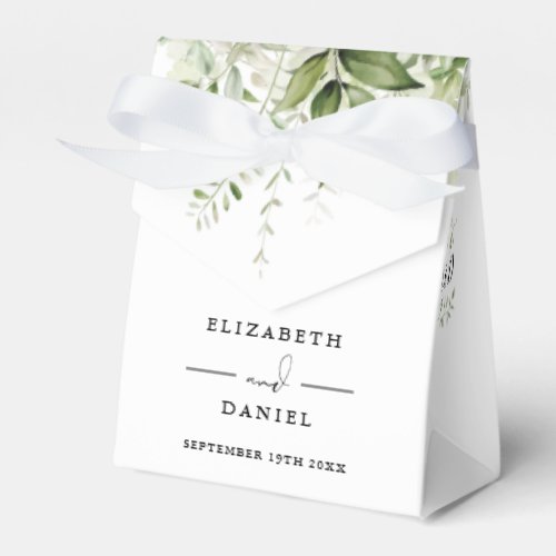 Script Monogram Floral Greenery Wedding Favor Boxes
