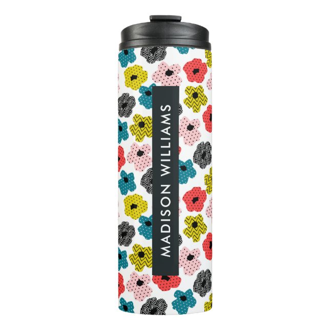 Script Monogram Flowers Thermal Tumbler  (Front)