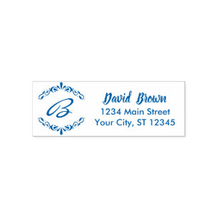 Script Monogram Formal Name & Return Address Self-inking Stamp