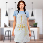 Script Monogram Gold Whisk Marble Swirls  Apron<br><div class="desc">A chic apron featuring an elegant gold whisk on a marble swirls background with your name and monogram set in stylish typography. Designed by Thisisnotme©</div>