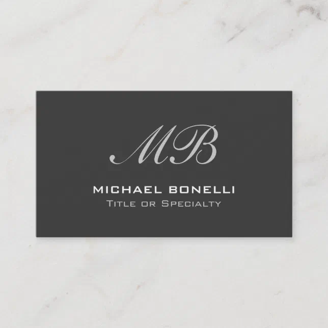 Monogram 6832 Script monogram gray background business card | Zazzle