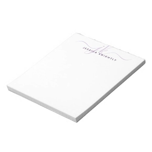 Script Monogram Initials Name Minimalist Purple Notepad