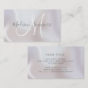 Script Monogram Iridescent Pearl  Business Card