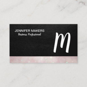 Script Monogram Leather Bokeh Business Card