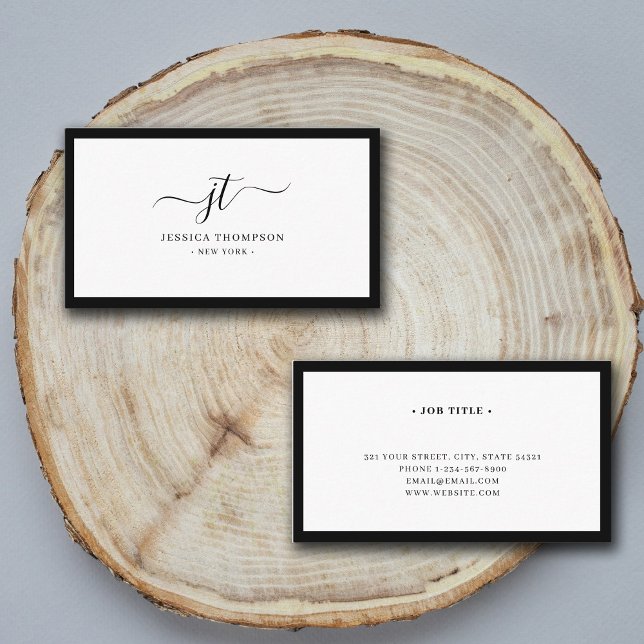Script Monogram Minimal Black & White Luxury Business Card (Creator Uploaded)