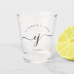 Script Monogram Minimalist Wedding Shot Glass