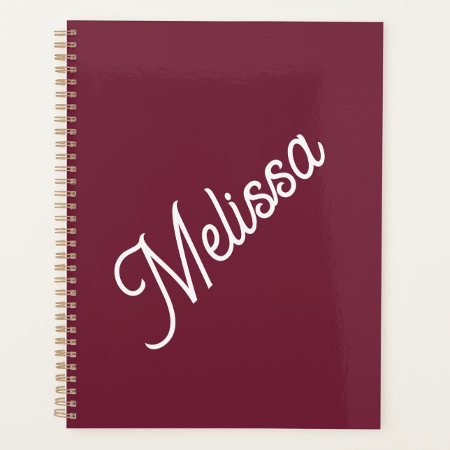 Script monogram, modern red  planner (Front)