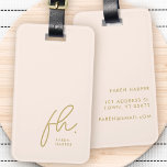 Script Monogram Modern Simple Elegant Blush Gold Luggage Tag<br><div class="desc">Modern Script Monogram Simple Elegant Blush Pink Gold Luggage Tag</div>