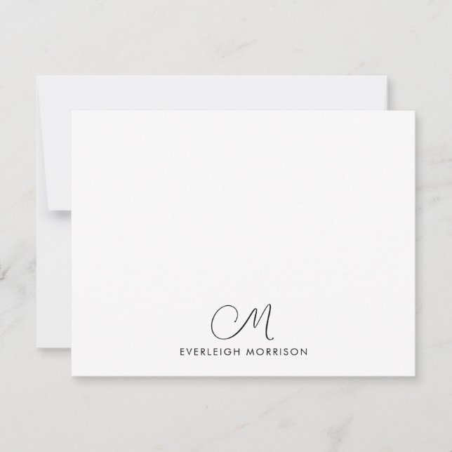 Script Monogram Modern Stationery  Note Card (Front)