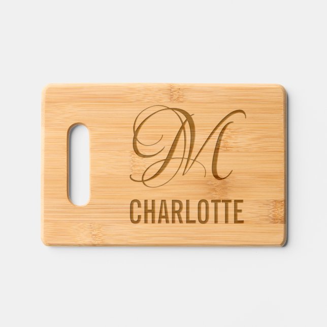Script Monogram name Engraved Cutting Board (Front)