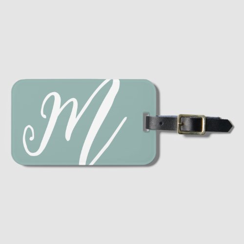 Script Monogram Name Modern Minimalist blue Luggage Tag