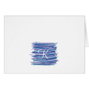 Script Monogram Note Cards- Blue Scribbles Cards