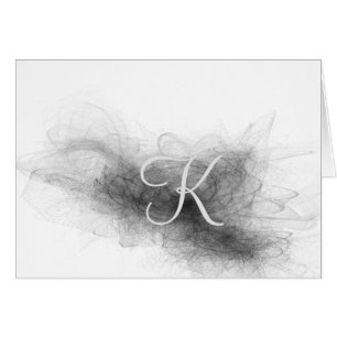 Script Monogram Note Cards- Dramatic Flare Black 5 Cards