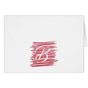Script Monogram Note Cards- Red Scribbles