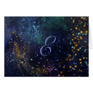Script Monogram Note Cards-Starry Night Cards
