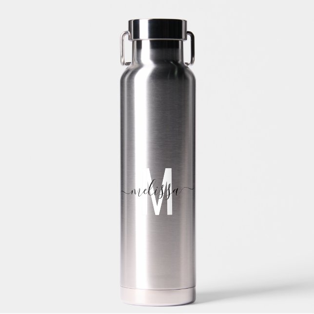 Script Monogram Personalized Name  Water Bottle (Front)
