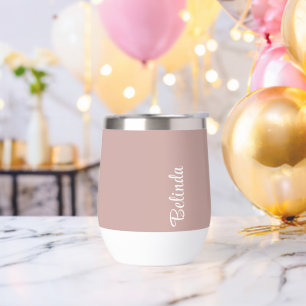 Script monogram, Pink Custom name Thermal Wine Tumbler