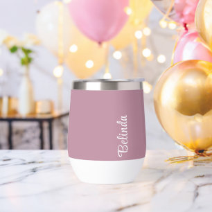 Script monogram, Purple Custom name Thermal Wine Tumbler