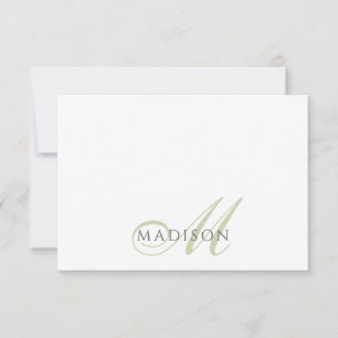 Script Monogram Sage Green Note Card