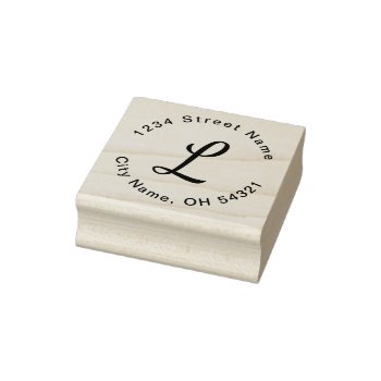 Script Monogram Simple Return Address Rubber Stamp by dulceevents at Zazzle