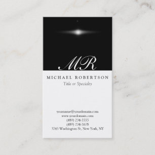 Script Monogram White Black Pattern Business Card