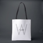 Script Monogram White Tote Bag<br><div class="desc">Custom Script Monogram Tote Bag. White.</div>