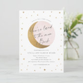 Script Moon and Back Baby Shower Invitation (Standing Front)
