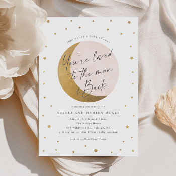 Script Moon And Back Baby Shower Invitation by stacey_meacham at Zazzle