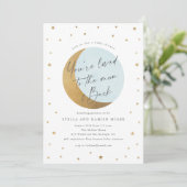Script Moon and Stars Baby Shower Invitation (Standing Front)