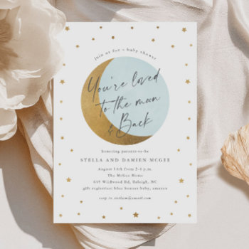 Script Moon And Stars Baby Shower Invitation by stacey_meacham at Zazzle