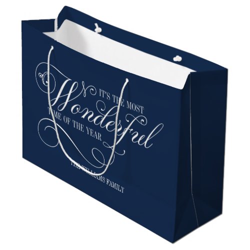 Script Most Wonderful Time Of The Year Holiday Large Gift Bag