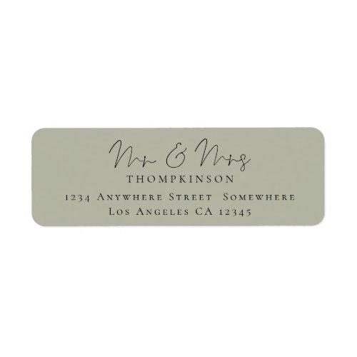 Script Mr and Mrs Light Sage Return Name Address Label