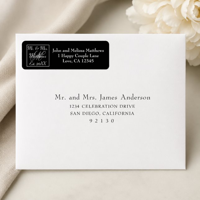 Script Mr and Mrs Monogram Wedding Black Label (Creator Uploaded)