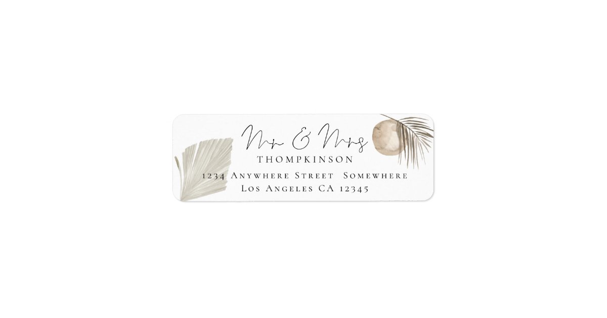 Script Mr and Mrs Pampas Grass Return Name Address Label | Zazzle