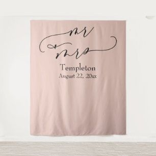 Script Mr & Mrs Simple Blush Photo Backdrop