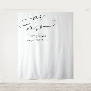 Script Mr & Mrs Simple Left Aligned Photo Backdrop