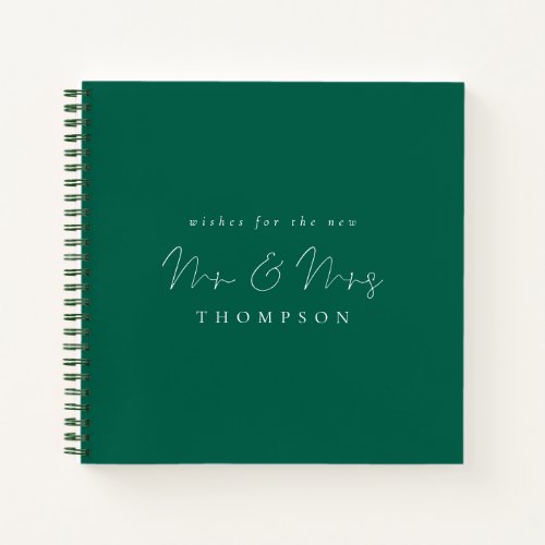 Script Mr Mrs Wedding Emerald Guest Book